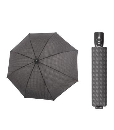 Automatyczna parasolka męska do teczki DOPPLER Fiber Magic, szara w romby