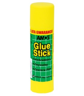 Klej szkolny biurowy w sztyfcie AMOS 22 g, bezbarwny, zmywalny