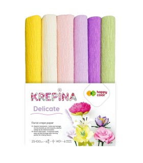 Happy Color Krepina marszczona 25x100 cm Delicate 6 kolorów do kwiatów i dekoracji