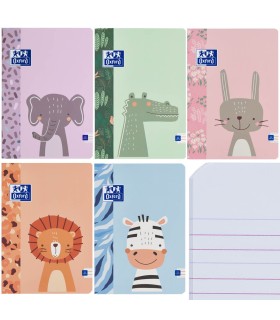5x ZESZYT A4, 32 KARTKI, 3LINIA KOLOROWA, OXFORD ZWIERZAKI, KAŻDA OKŁADKA INNA