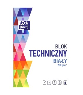 Blok techniczny biały A4 OXFORD 10 arkuszy 250g, bardzo gruby, odporny na przenikanie