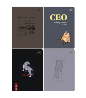 4x zeszyt A5, 60 kartek, linia, kolekcja "Introvert & World" Interdruk