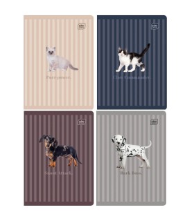 4x ZESZYT A5, 60 KARTEK, KRATKA Puppy Sigh: psy i koty, Interdruk