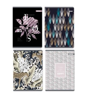 4x zeszyt A5, 60 kartek, kratka, metalizowane okładki dla dziewczynki, Beniamin Rexus