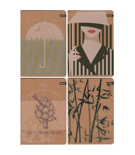 4x zeszyt A5, 60 kartek, kratka, kolekcja Kraft dla dziewczynki, Beniamin Rexus