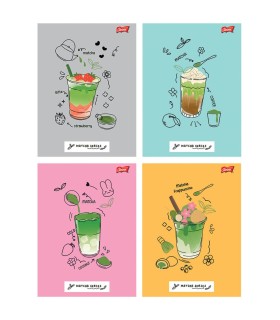 4 szt. x zeszyt A5, 32 kartki, kratka, Matcha Series, Unipap, każdy inny