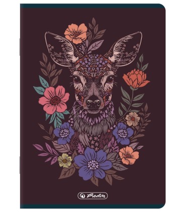 5 SZT. X ZESZYT A5, 32 KARTKI, KRATKA Z MARGINESEM, FLORAL ANIMALS, HERLITZ