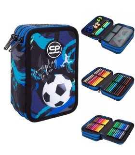 Piórnik potrójny z wyposażeniem Jumper 3 COOLPACK, FOOTBALL NAVY