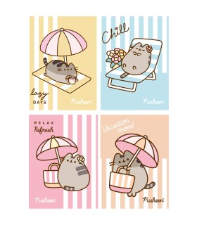 4 X ZESZYT A5, 32 KARTKI, W TRZY LINIE, PUSHEEN KOTEK KOT